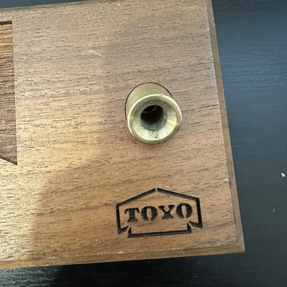 Toyo Tires Vtg LASERCRAFT Laser Engraved Desk Pen Holder Solid American Walnut
